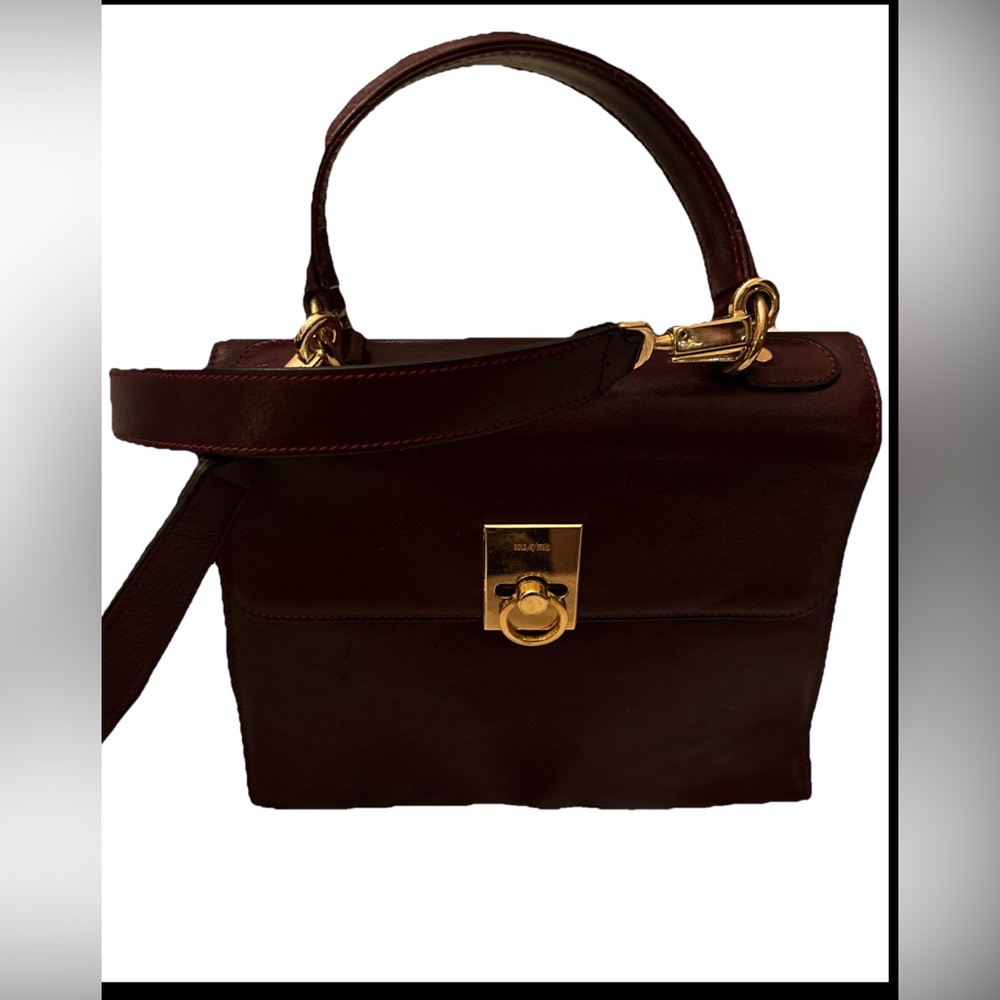 Authentic Vintage Gold Pfeil Brown Leather Two-Way Satchel/Crossbody Bag